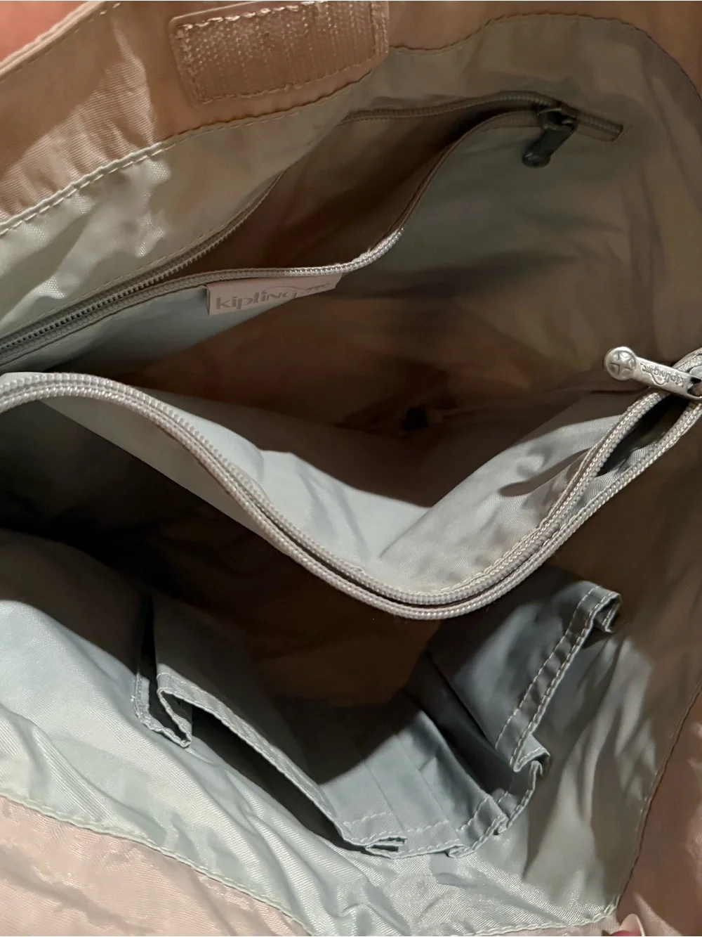 Kipling Taupe Nylon Tote with Adjustable Straps